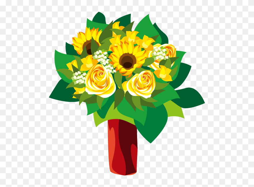 Vector Bouquet Sunflower - Sunflower Bouquet Clioarts Clipart