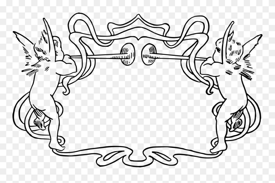 Art,symmetry,monochrome Photography - Cherub Line Drawing Vector Clipart