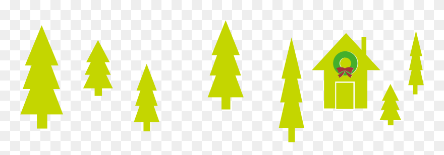 Pine Trees And House With Wreath - Christmas Tree Clipart