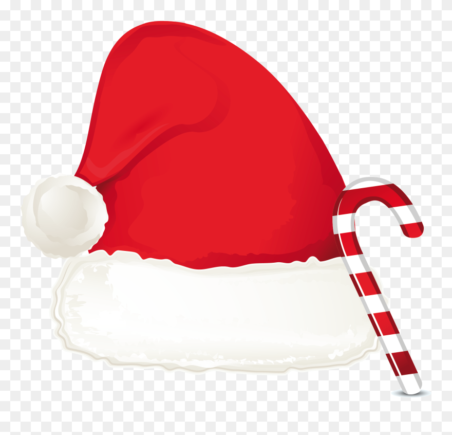 Coat Transparent Background Clip Art Christmas Cane - Christmas Santa Hat Clipart - Png Download