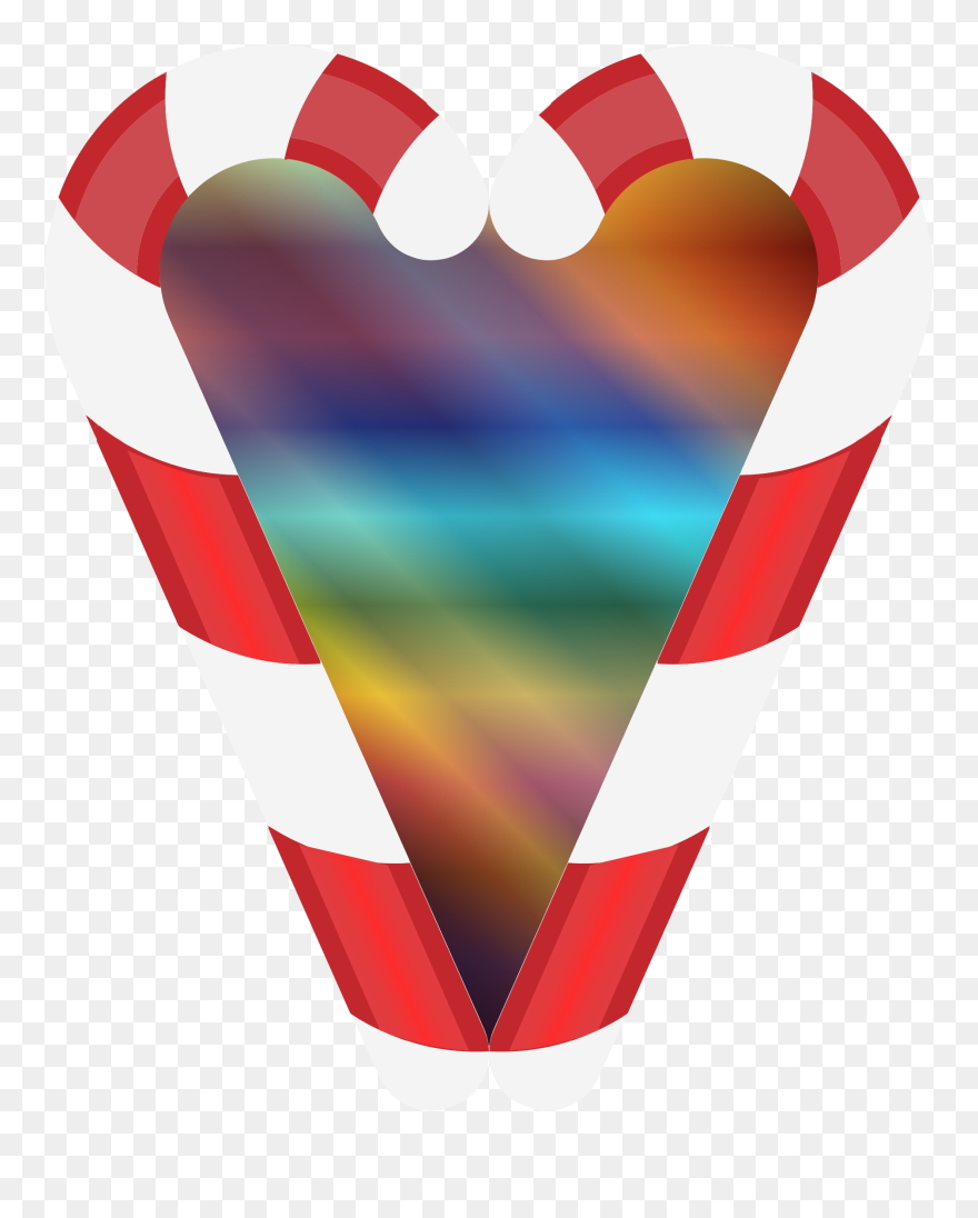 Candy Cane - Heart Candycane Png Clipart