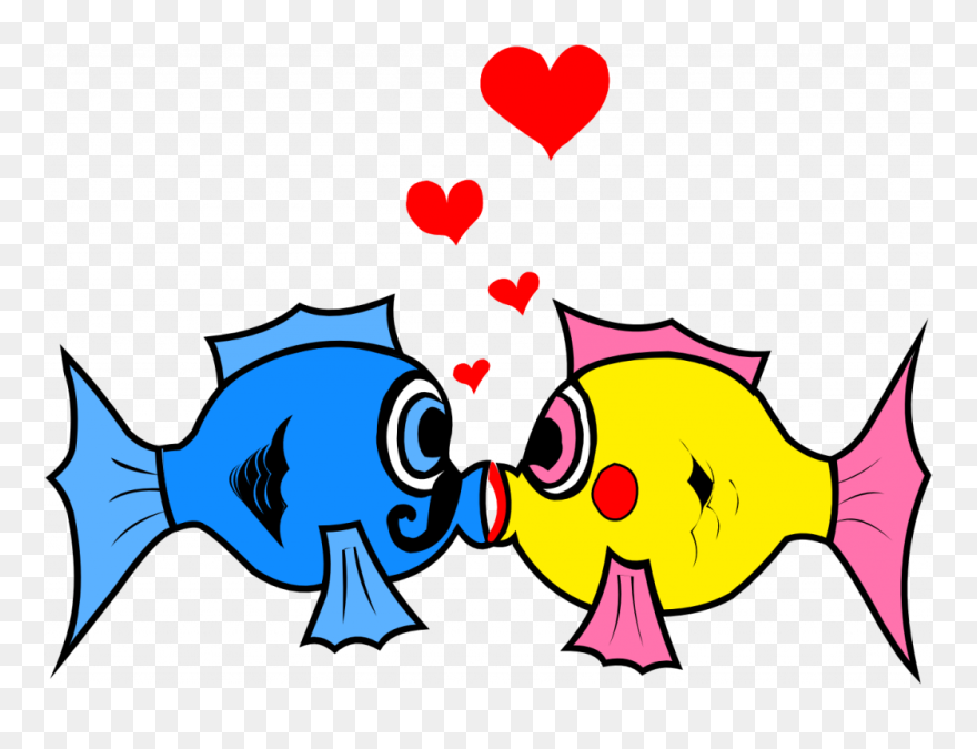 Dr Suess One Fish Two Fish Clipart Jpg Library Stock - Two Fish Kissing Clipart - Png Download