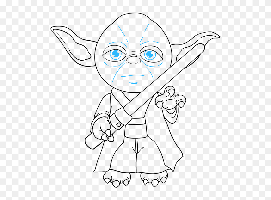 How To Draw Yoda From Star Wars - Easy Drawing Of Yoda Clipart