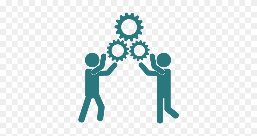 People With Gears Image - Teamwork Gear Clip Art Black And White - Png Download
