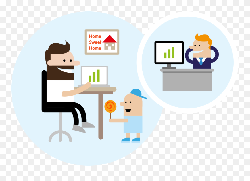 Flexible-working - Home Working Phone Calls Cartoon Clipart