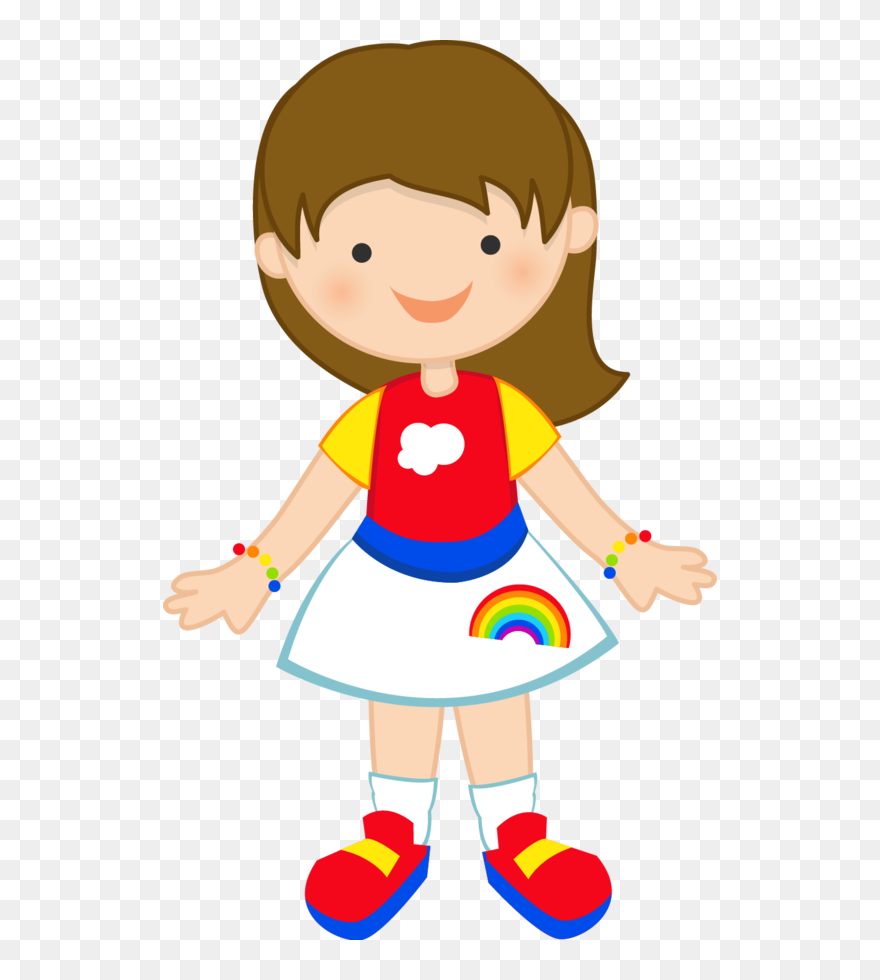 Desenho De Bonequinhas Com Arco Iris Clipart