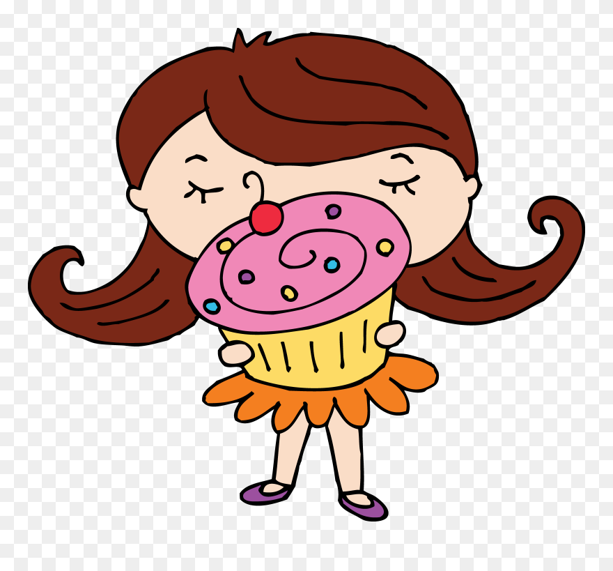 Free Baker Clipart Girl - Eating A Cupcake Clipart - Png Download