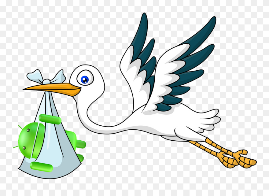 Android App On Google Play Clipart Jpg Royalty Free - Baby Stork New Years - Png Download