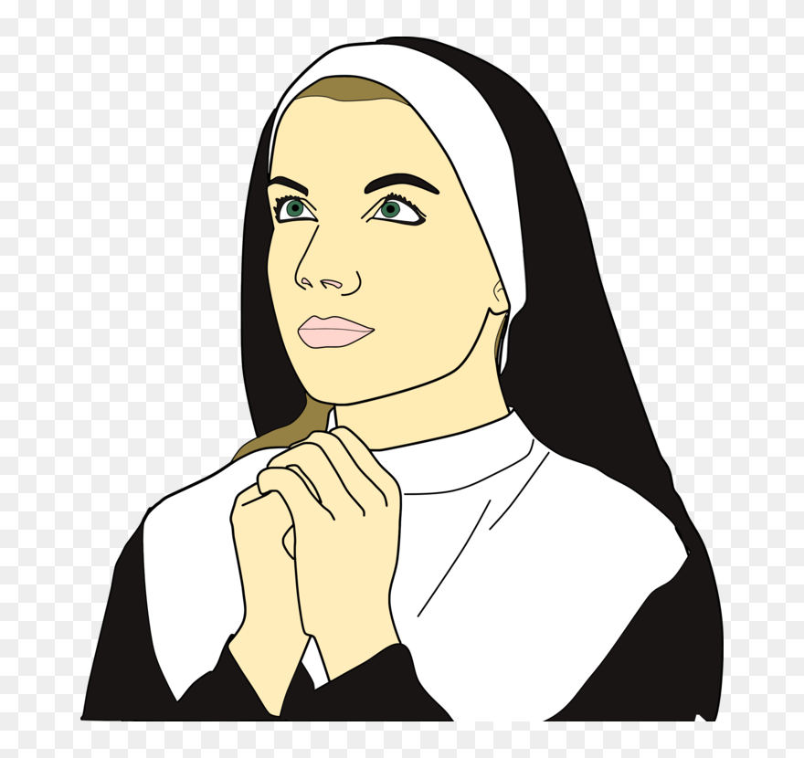 Art,portrait,girl - Nun Clipart Black And White - Png Download