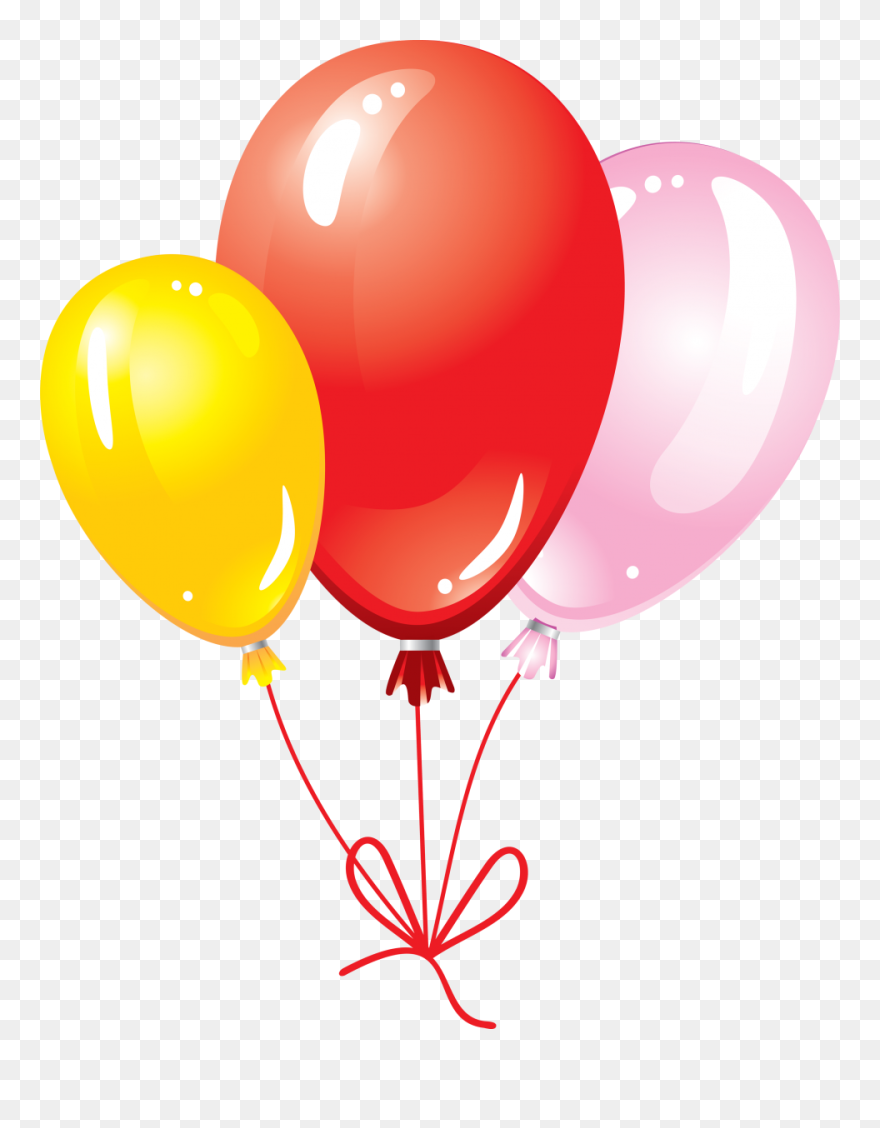 Multicolored Flying Balloons With Bow Png Image - Png Baluns Clipart