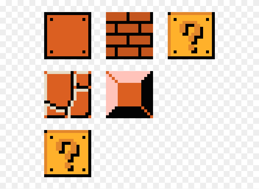 Mario Blocks Pixel Art Mario Block - Pixel Art Mario Brick Block Clipart