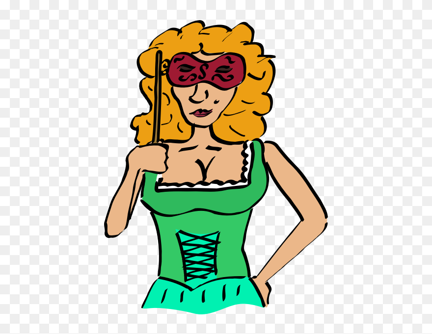 Spying Woman - Wanita Bertopeng Vector Clipart