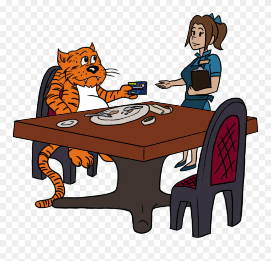 Loyalty Club - Tigers Eating Table Cartoon Clipart