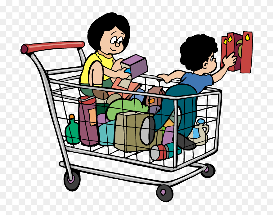 Transparent Grocery Cart Clipart - Kids Shopping Cart Clipart - Png Download