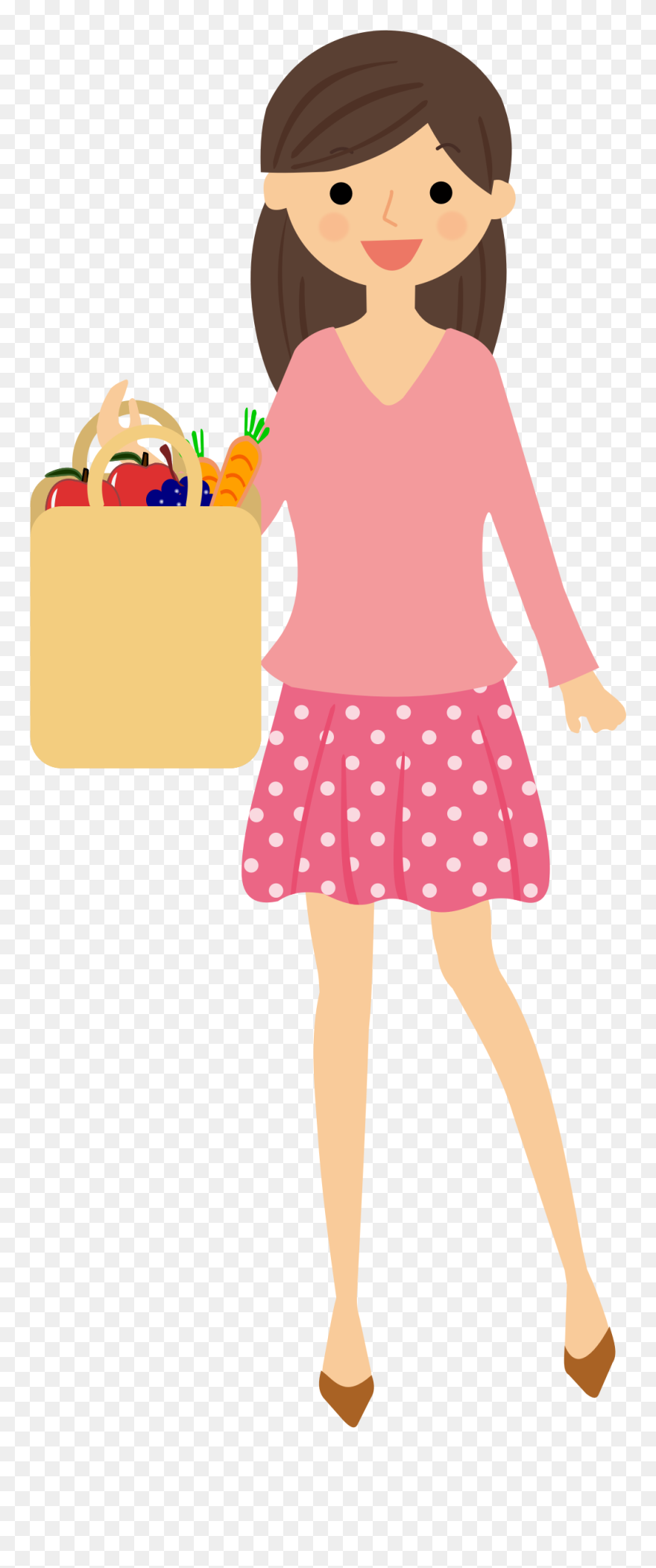 Lady Clipart Grocery Shopping - Woman Shopping Clipart Free - Png Download