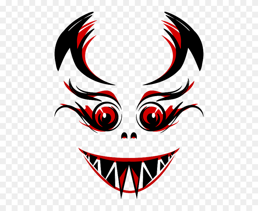 Evil, Devil, Demon, Eyes, Teeth, Fangs, Red - Vampire Face Png Clipart