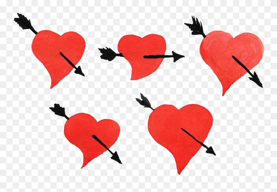 Hearts Clipart Brush Stroke - Corazon Flecha Acuarela - Png Download