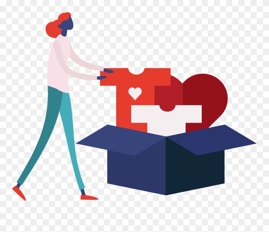 Woman Putting Donations Into Box Clipart