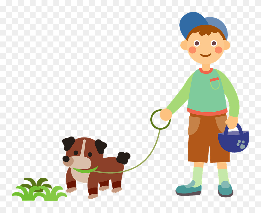 Child Boy Dog Clipart - Dog - Png Download