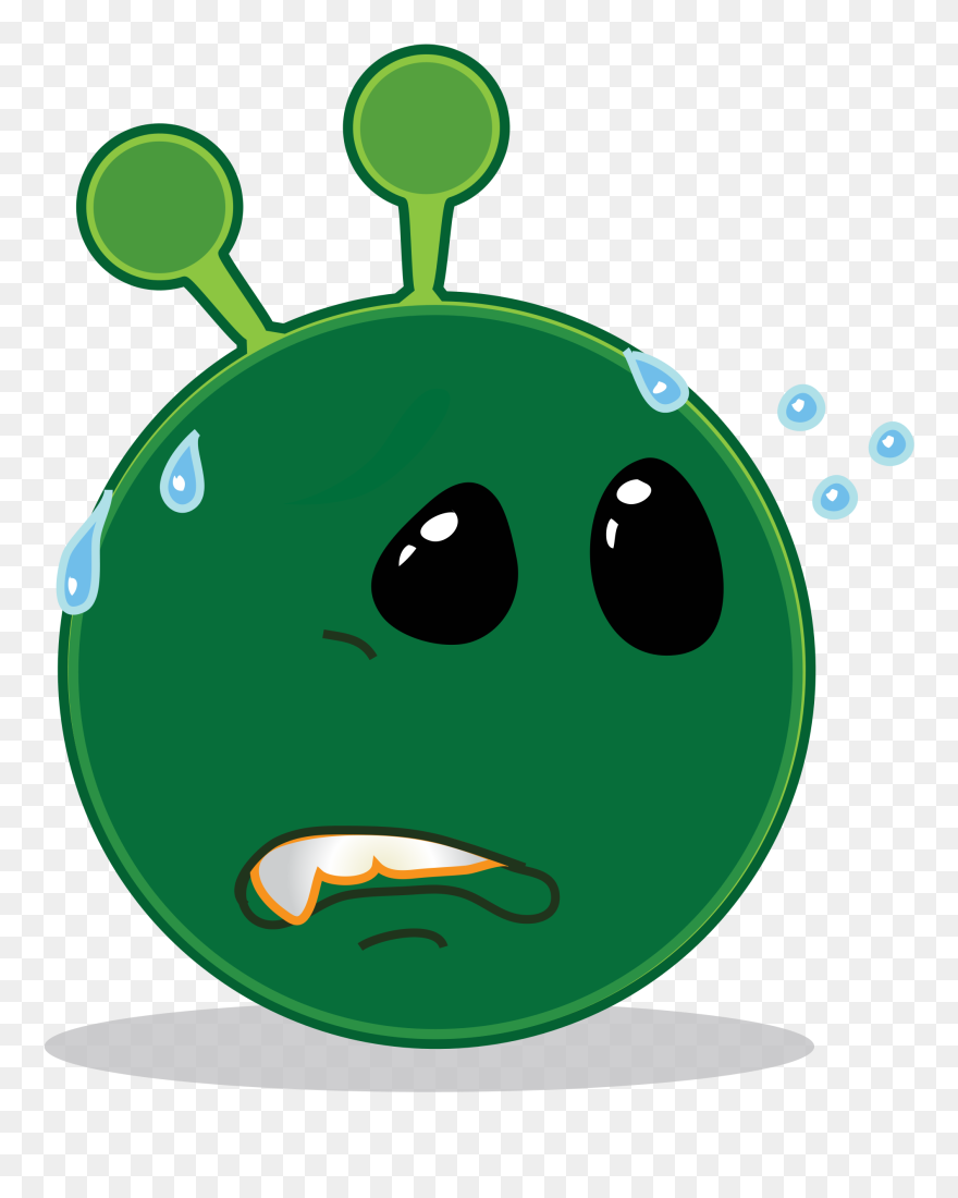 Smiley Green Alien Worried - Alien Smiley Clipart