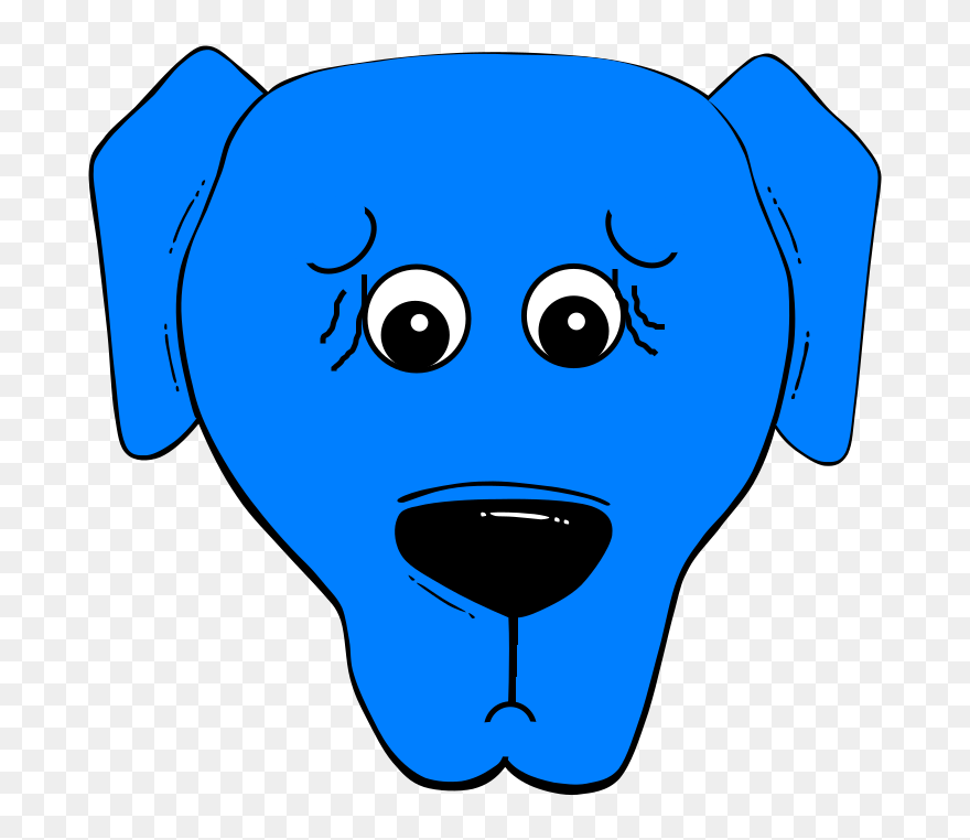 Blue Worried Clip Art At Clker - Cartoon Dog Face - Png Download