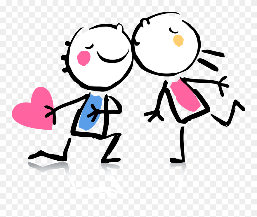 Kiss Cartoon Valentines Day Romance - Two People In Love Cartoon Clipart