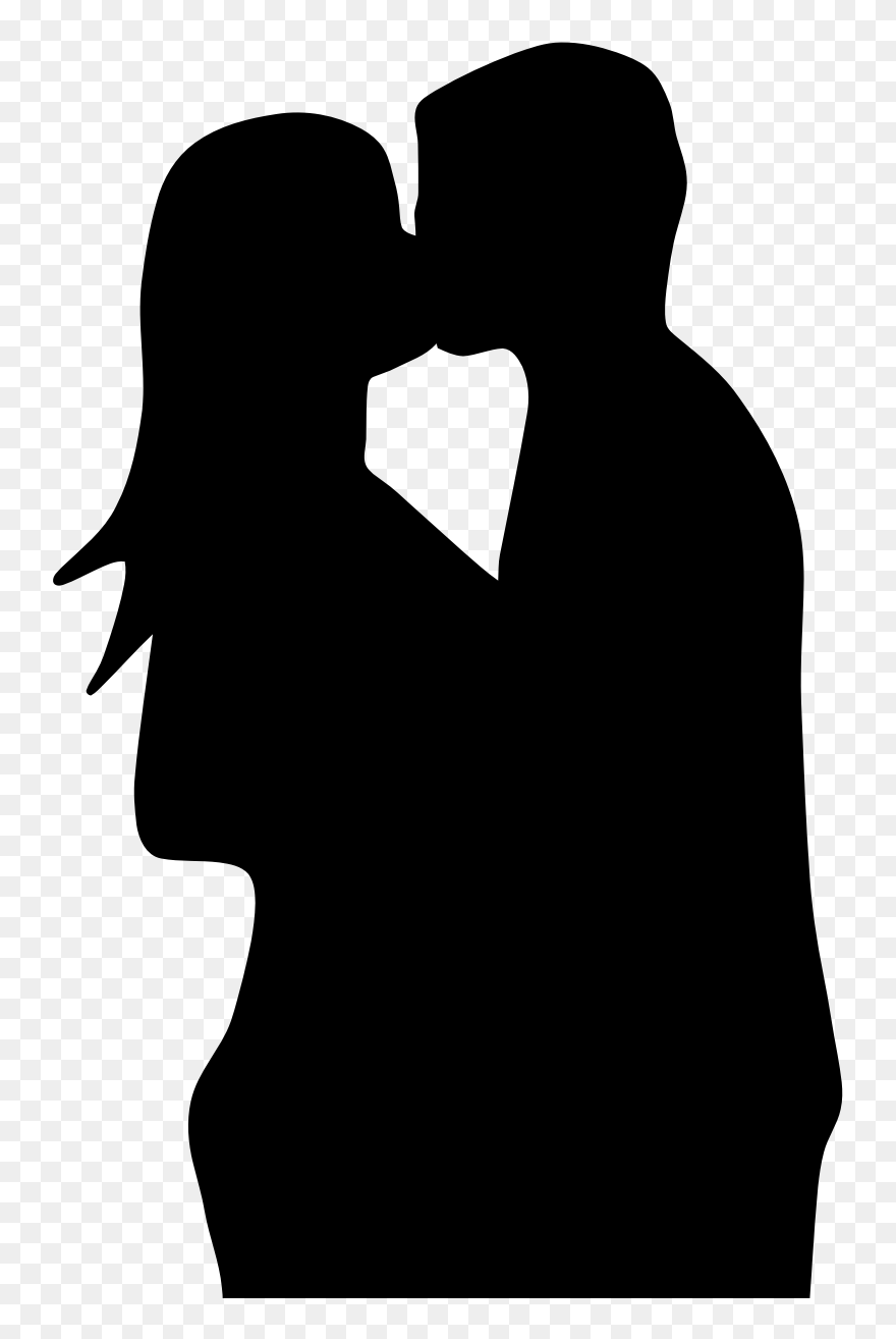 Silhouette Kiss Love Romance Couple - Kiss Couple Love Birds Clipart