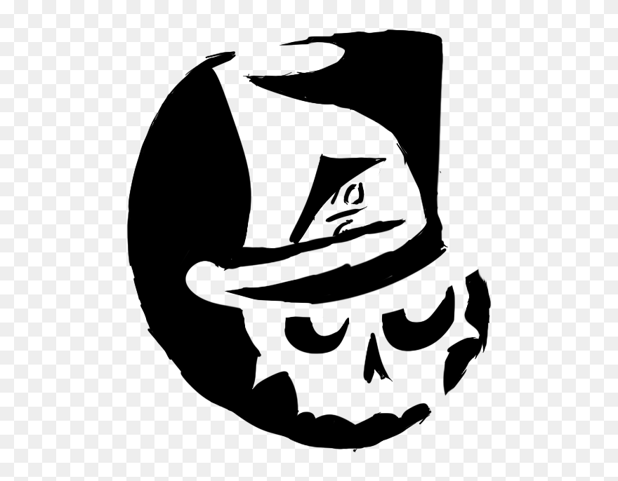 Mad Hatter Skull Pumpkin Design - Illustration Clipart