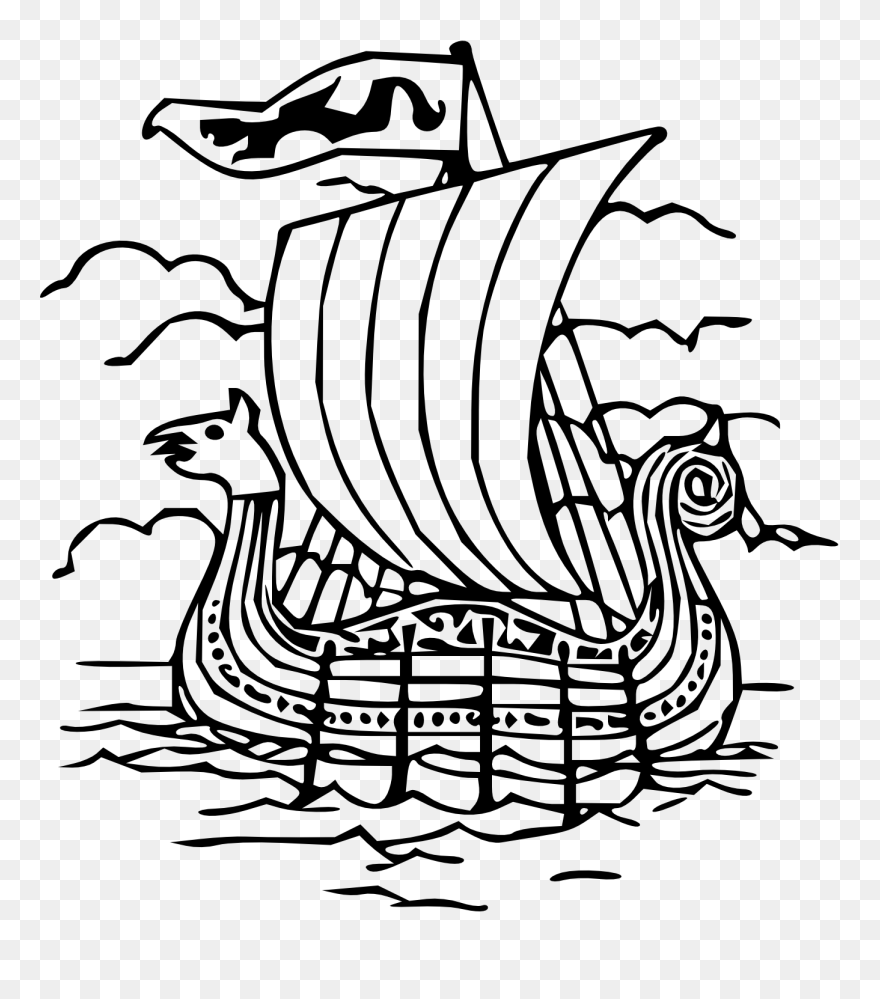 Viking Ship Clip Art - Viking Clipart Black And White - Png Download