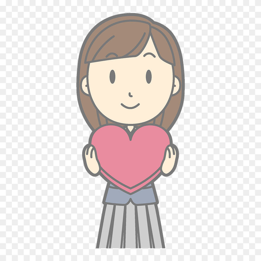 Schoolgirl Holding Read Heart Clipart - Cold Clipart Png Transparent Png