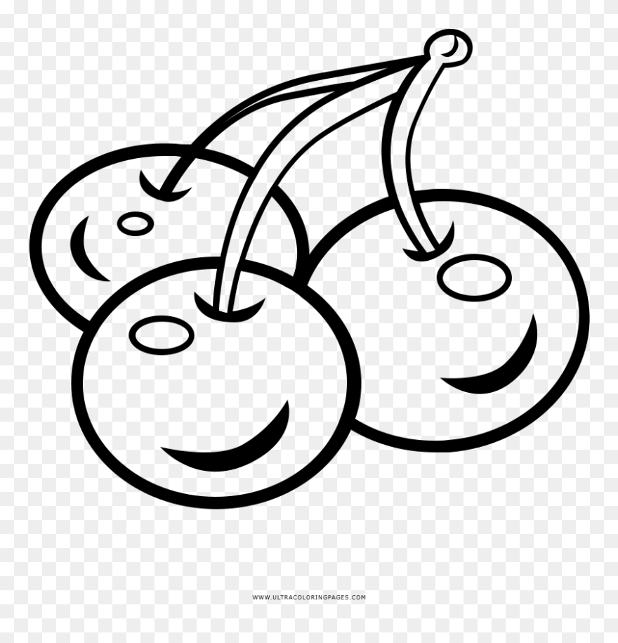 Cherries Coloring Page - Line Art Clipart