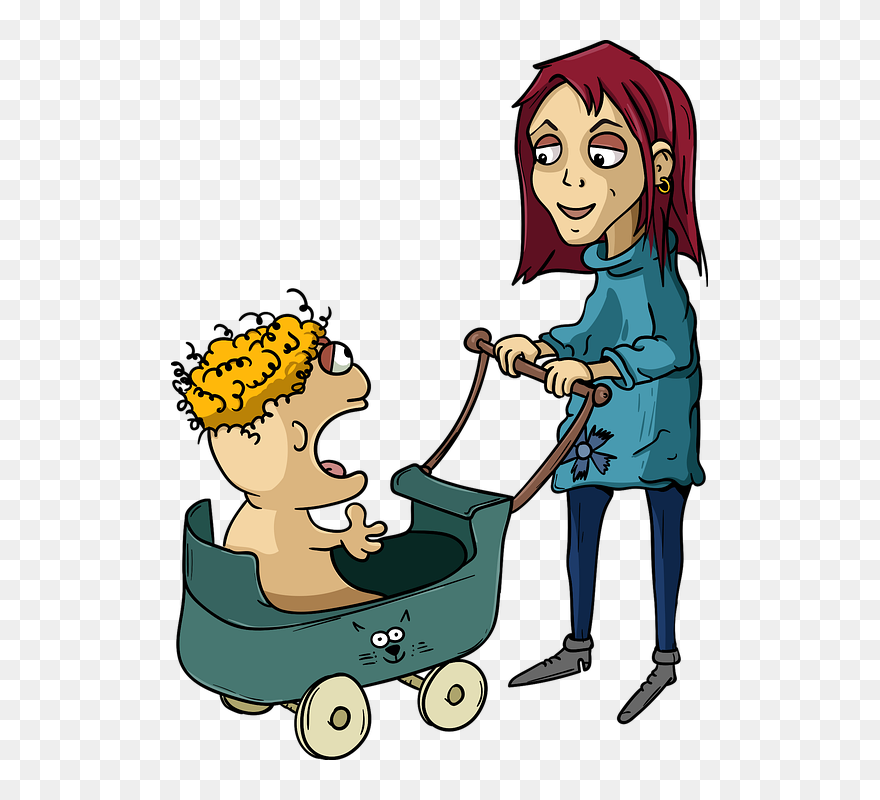 Mommy And Baby Funny Cartoon Clipart