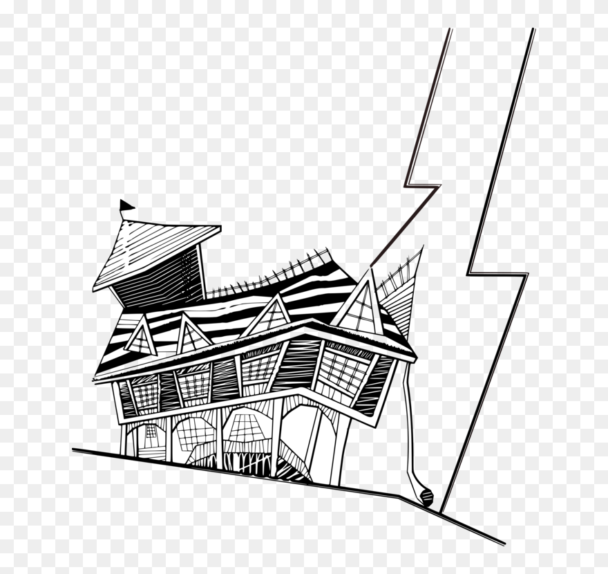 Line Art,art,diagram - Crooked House Clipart Png Transparent Png