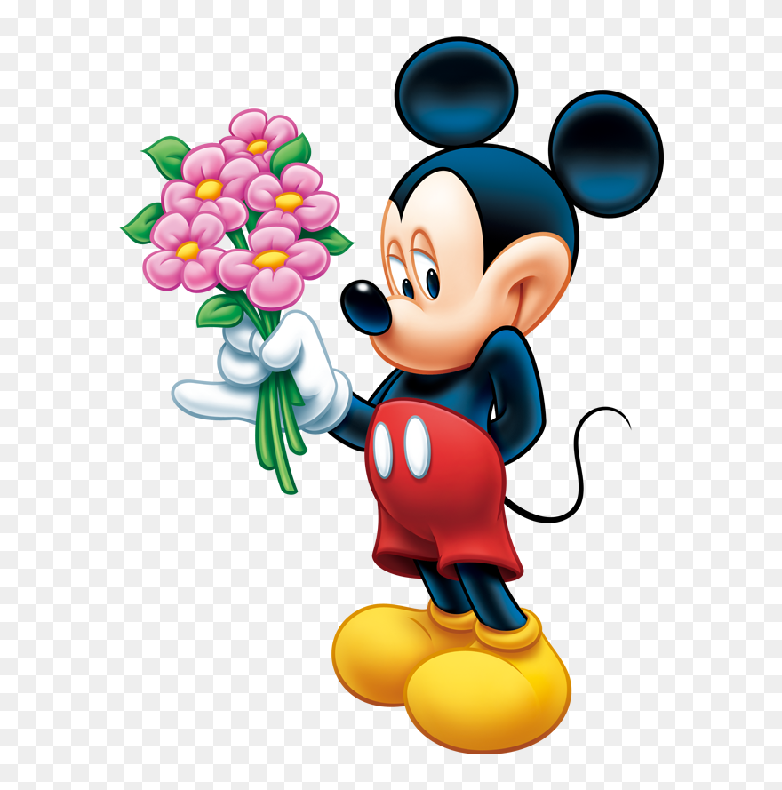Download Mickey Mouse Flower Png Image For Free - Mickey Mouse With Flowers Clipart
