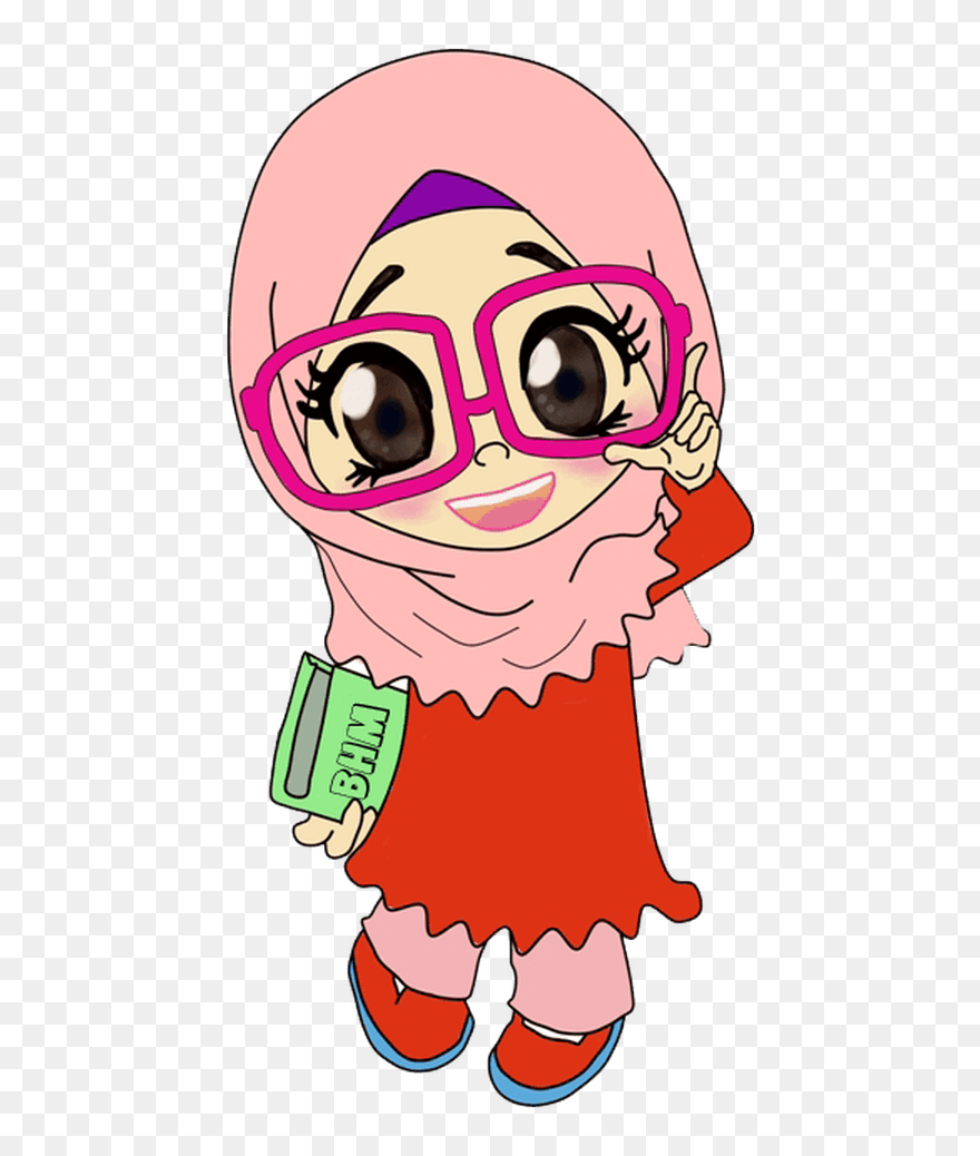 Cute Muslimah Teacher Cartoon Clipart