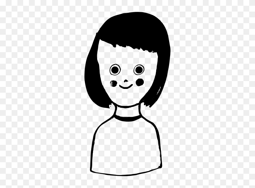 Vector Graphics Of Cartoon Girl Smiling - Small Girl Black And White Png Clipart