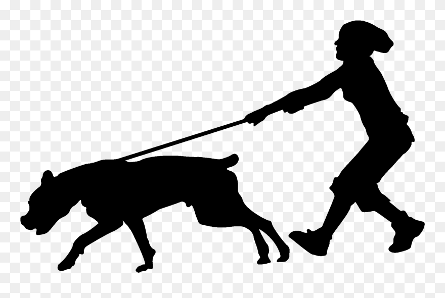Silhouette Clip Art Of A Human Walking An Energetic - Transparent Dog Walking Silhouette - Png Download