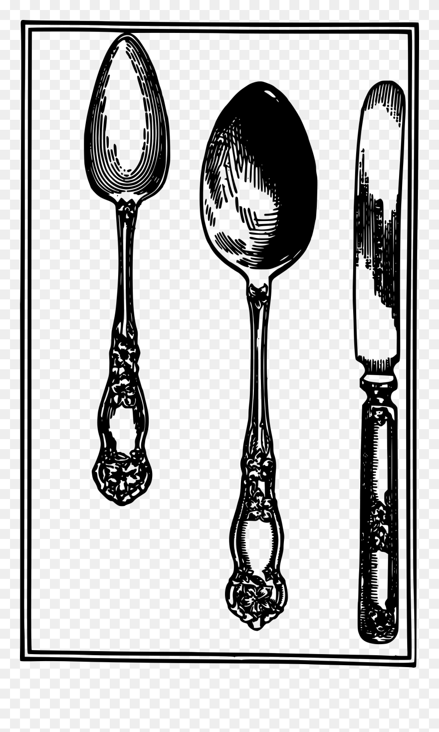 Spoon Knife Set Clip Arts - Monochrome - Png Download