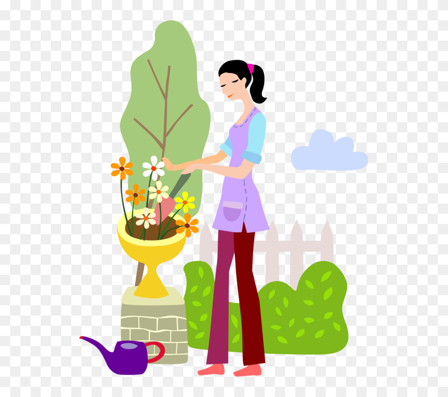 Plants Flowers With Trowel - Planting Flowers Clipart