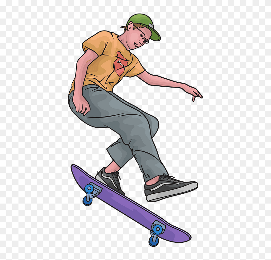 Boy Skateboarding Clipart - Png Download