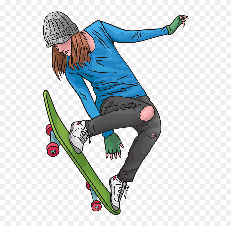 Girl Skateboarding Clipart - Skateboarding Clipart Girl - Png Download