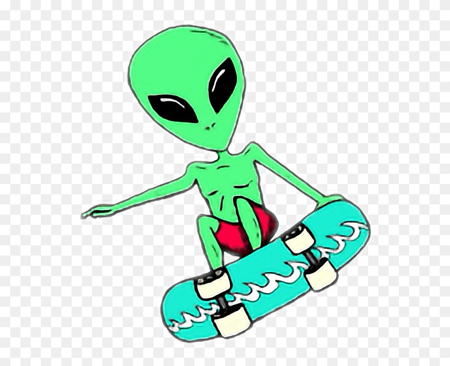 Green Clipart Skateboard - Alien On Skateboard - Png Download