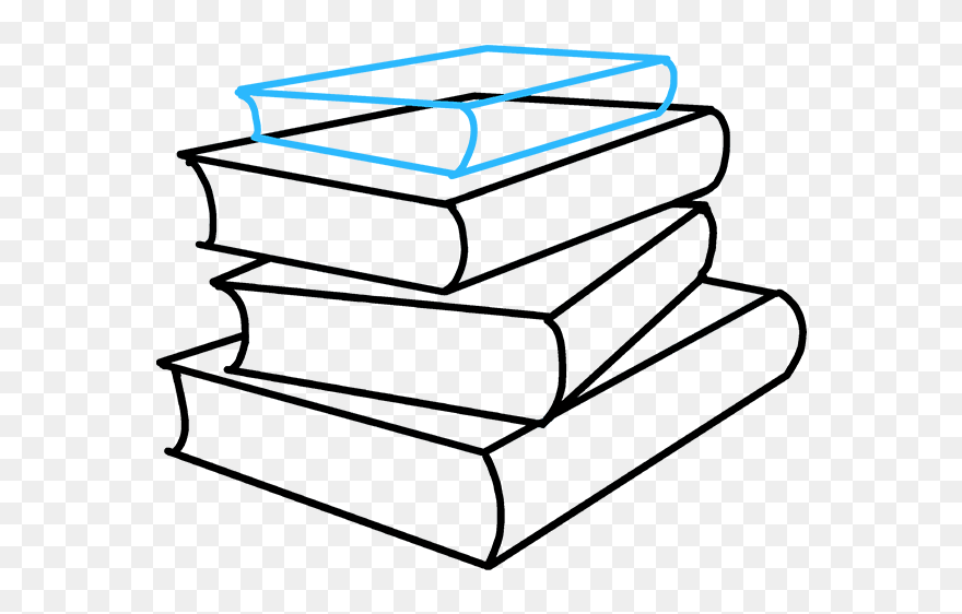 How To Draw School Books - Stack Of Books Drawing Clipart