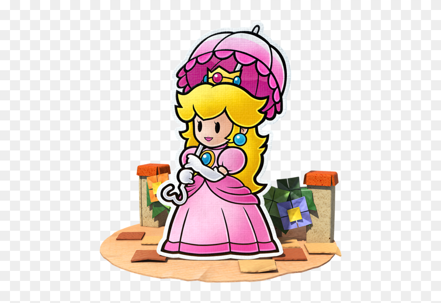 Princess Peach Paper Mario - Paper Mario Color Splash Peach Clipart
