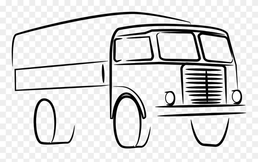 Transparent Squeegee Clipart - Truck Clipart Black And White - Png Download