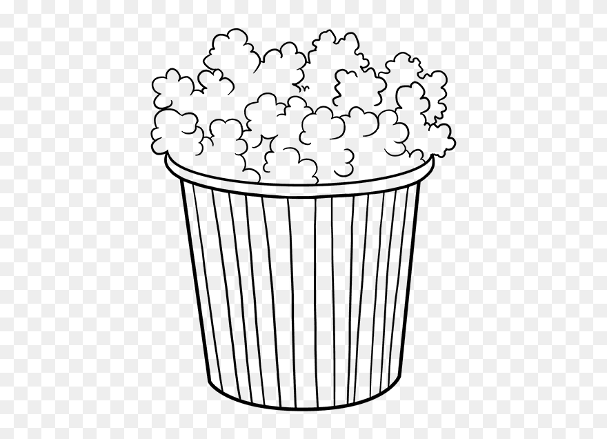 How To Draw Popcorn - Easy Vertical Line Drawing Clipart