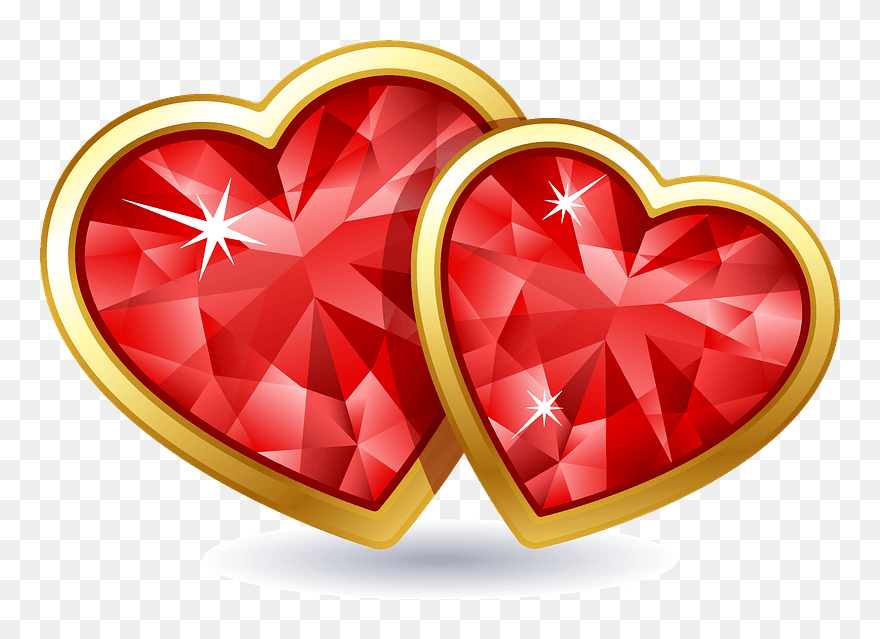 Two Ruby Hearts Clipart - Printable Valentine Day Sticker - Png Download