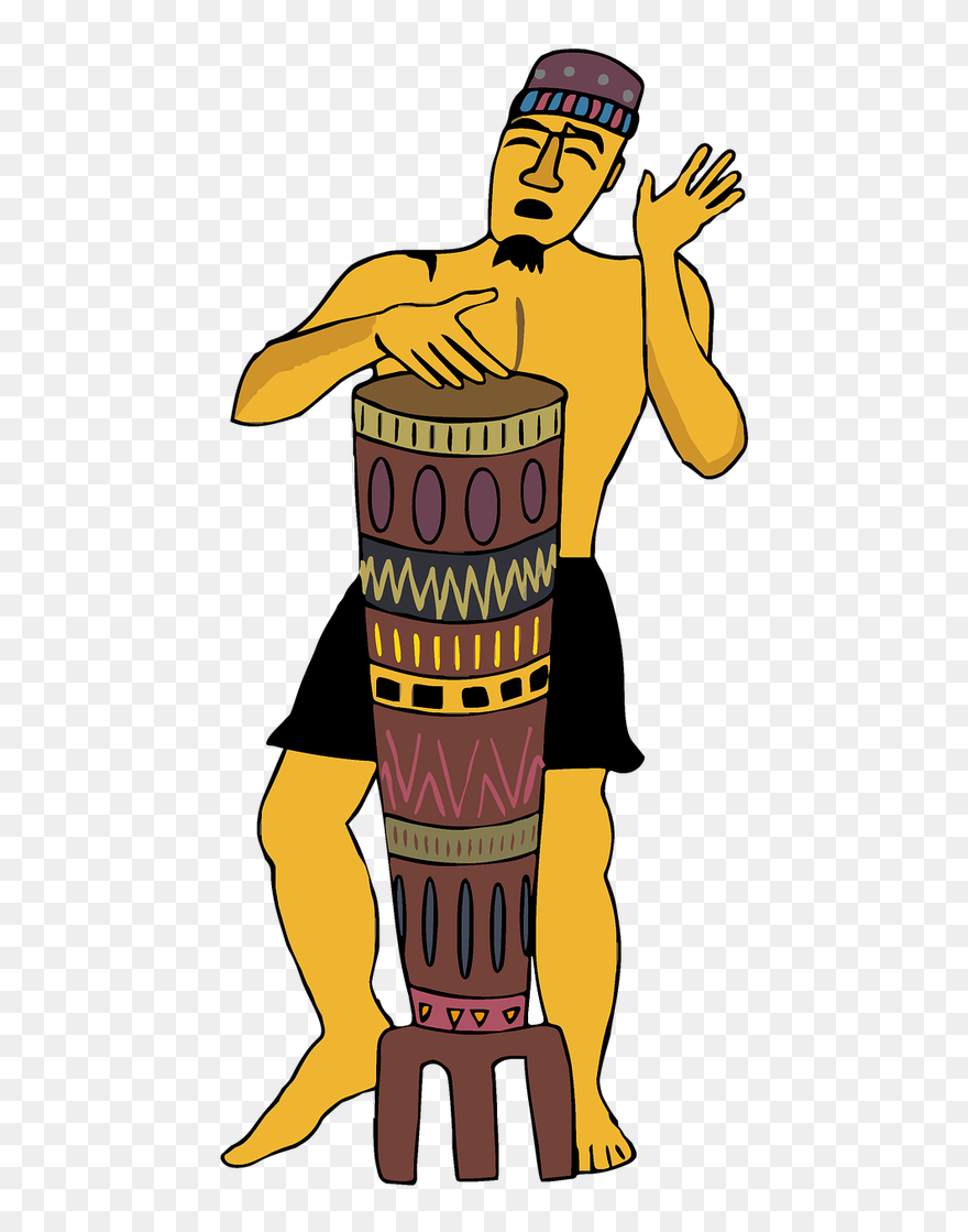 African Drummer Drum - African Design Traditional Cartoon Clipart