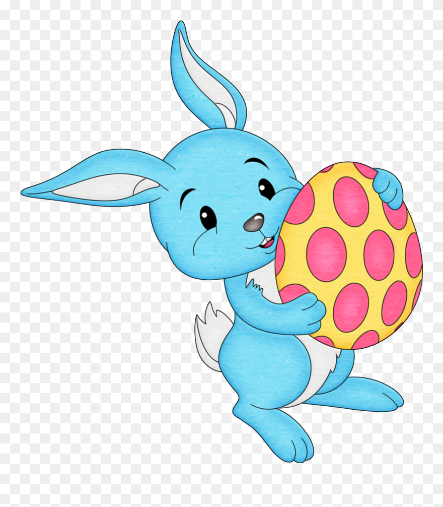 Easter Blue Bunny With Egg Transparent Png Clipart - Transparent Background Easter Bunny Clipart