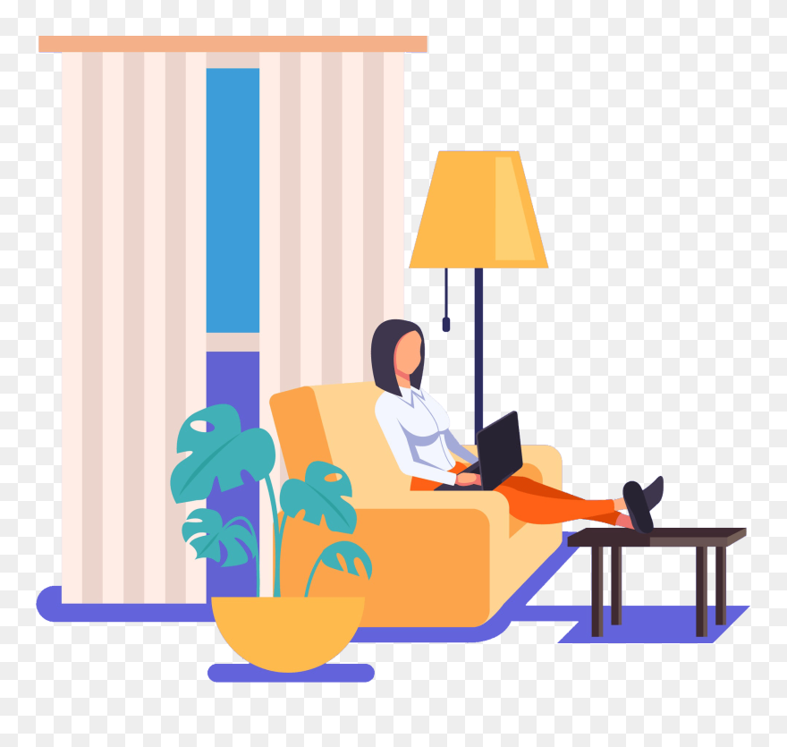 Cartoon Home Worker Woman Clipart